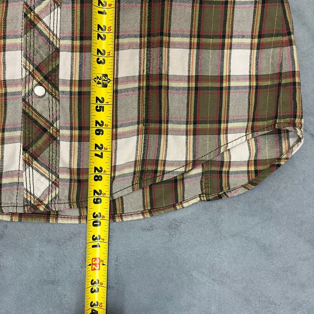True Religion Western Shirt Mens Large Plaid Good Pearl Snap Horseshoe Pocket